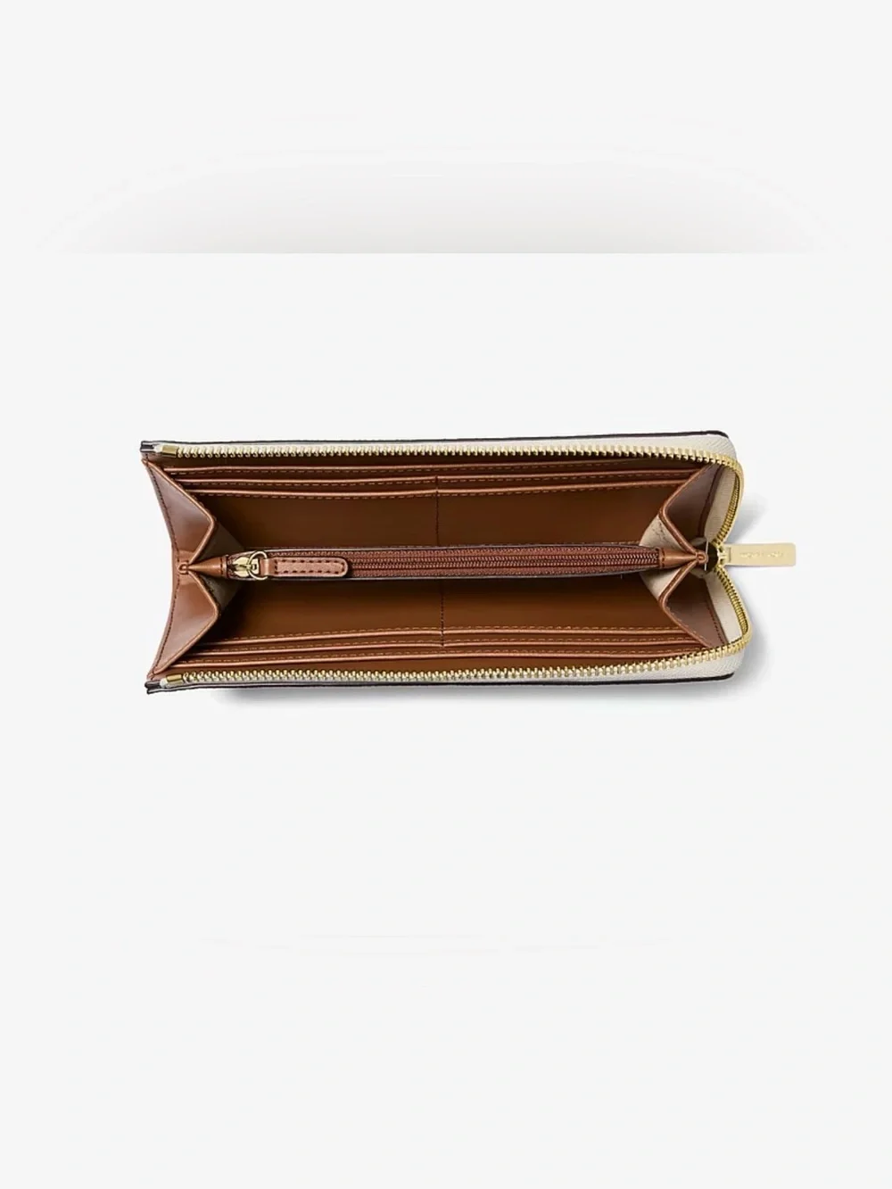 Michael Kors Beige Signature Zip Wallet